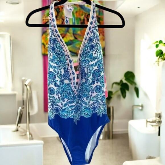 NWT Lilly Pulitzer Loraline One Piece in Turquoise Oasis Size: 2 MSRP $189 - Picture 6 of 6
